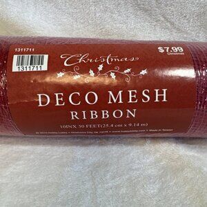 Ribbon Glitzy‎ Red Roll Of 10 Inches Wide X 30 Feet New Deco Mesh Shimmery